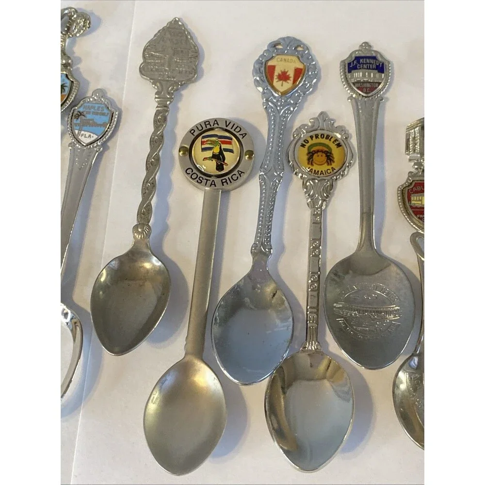 Vintage Lot of 20 Souvenir Spoons State Travel Jamacia Canada Hotel San Fran